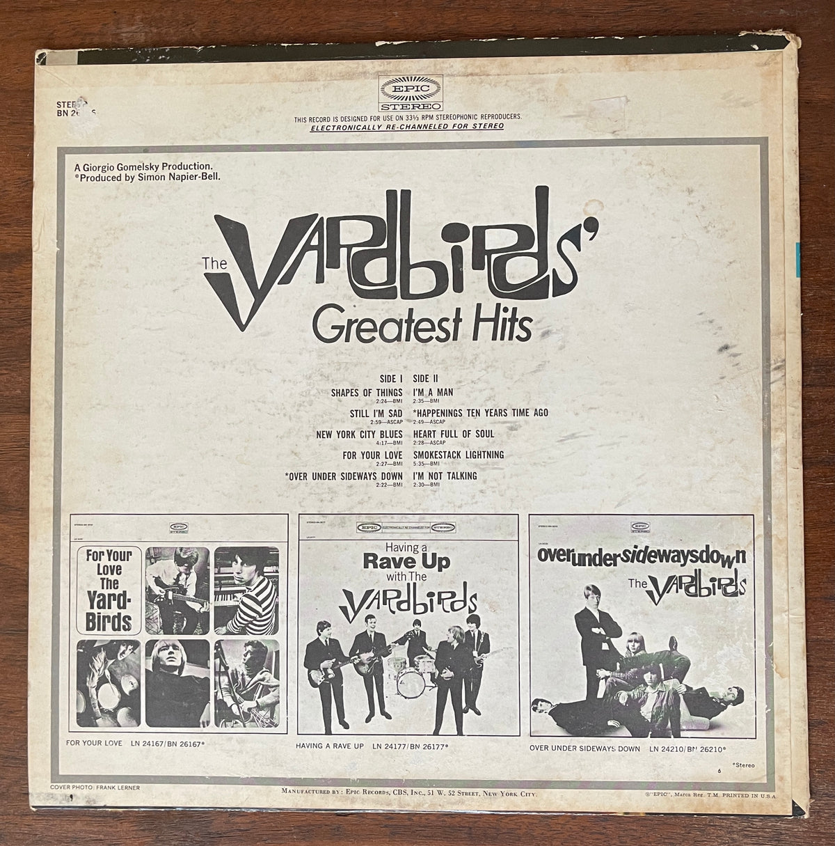 The Yardbirds 'Yardbirds Greatest Hits' Vinyl - BN-26246