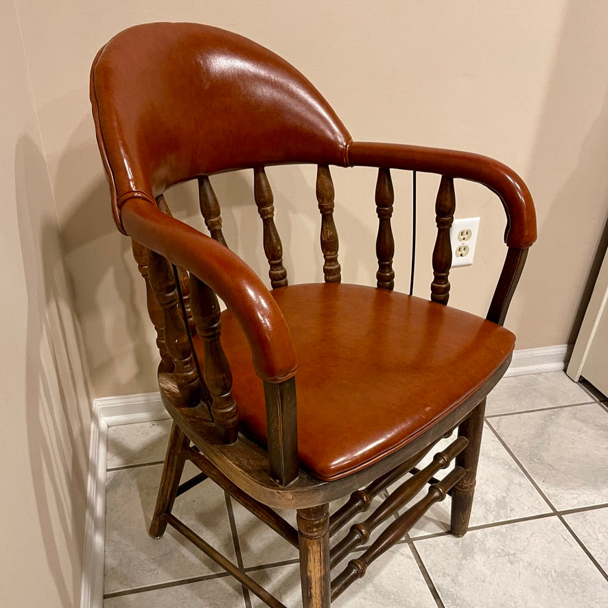 Shelby Williams Captain's Chair | Brown Leather Upholstery