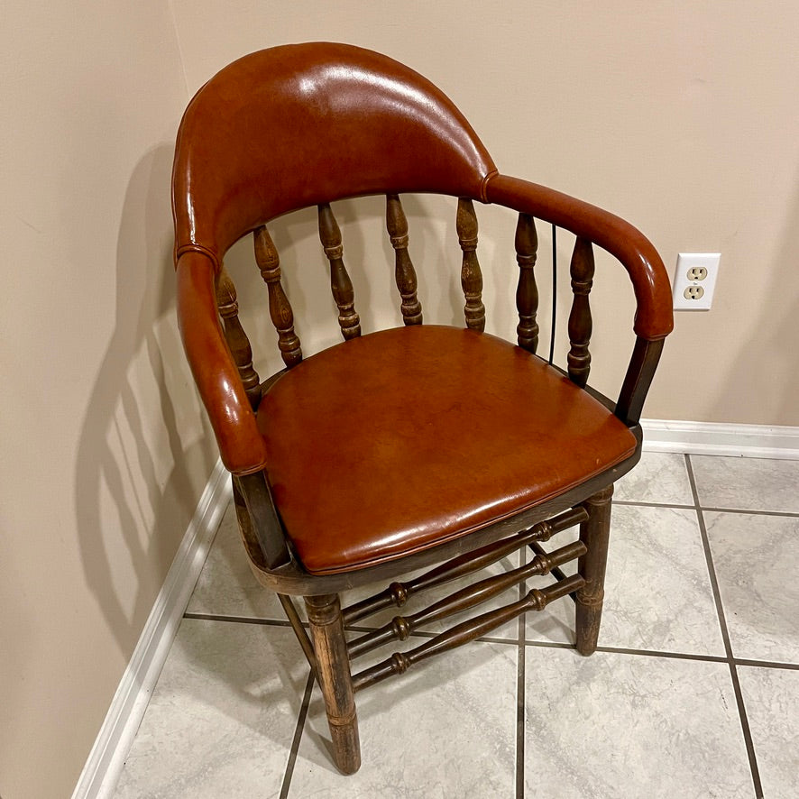 Shelby Williams Captain's Chair | Brown Leather Upholstery
