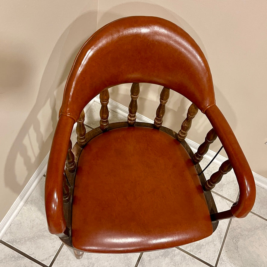 Shelby Williams Captain's Chair | Brown Leather Upholstery