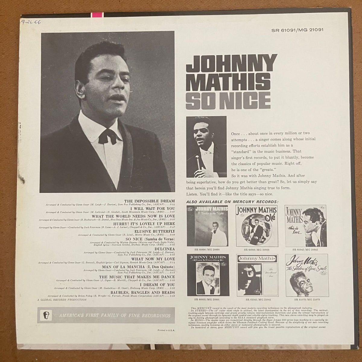 Johnny Mathis « So Nice » Vinyle LP - SR-61091