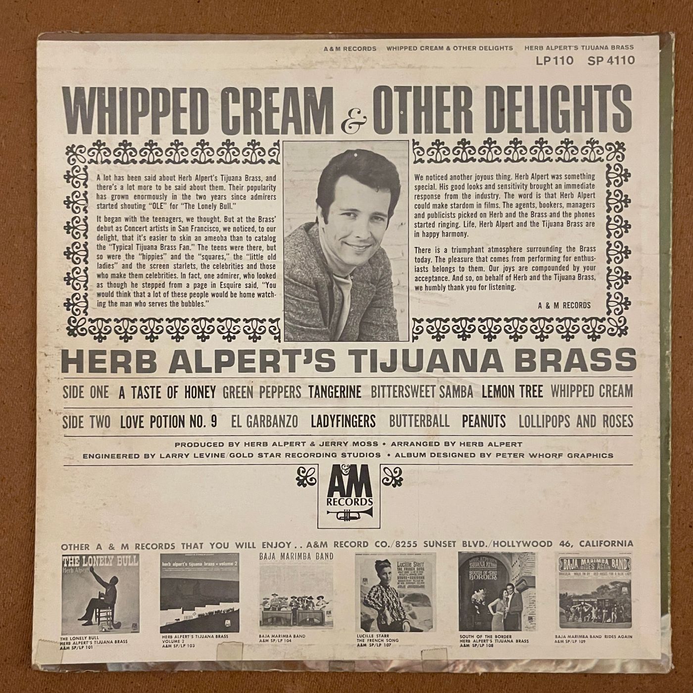 Herb Alpert's Tijuana Brass « Whipped Cream & Other Delights » 33 tours vinyle SP-4110