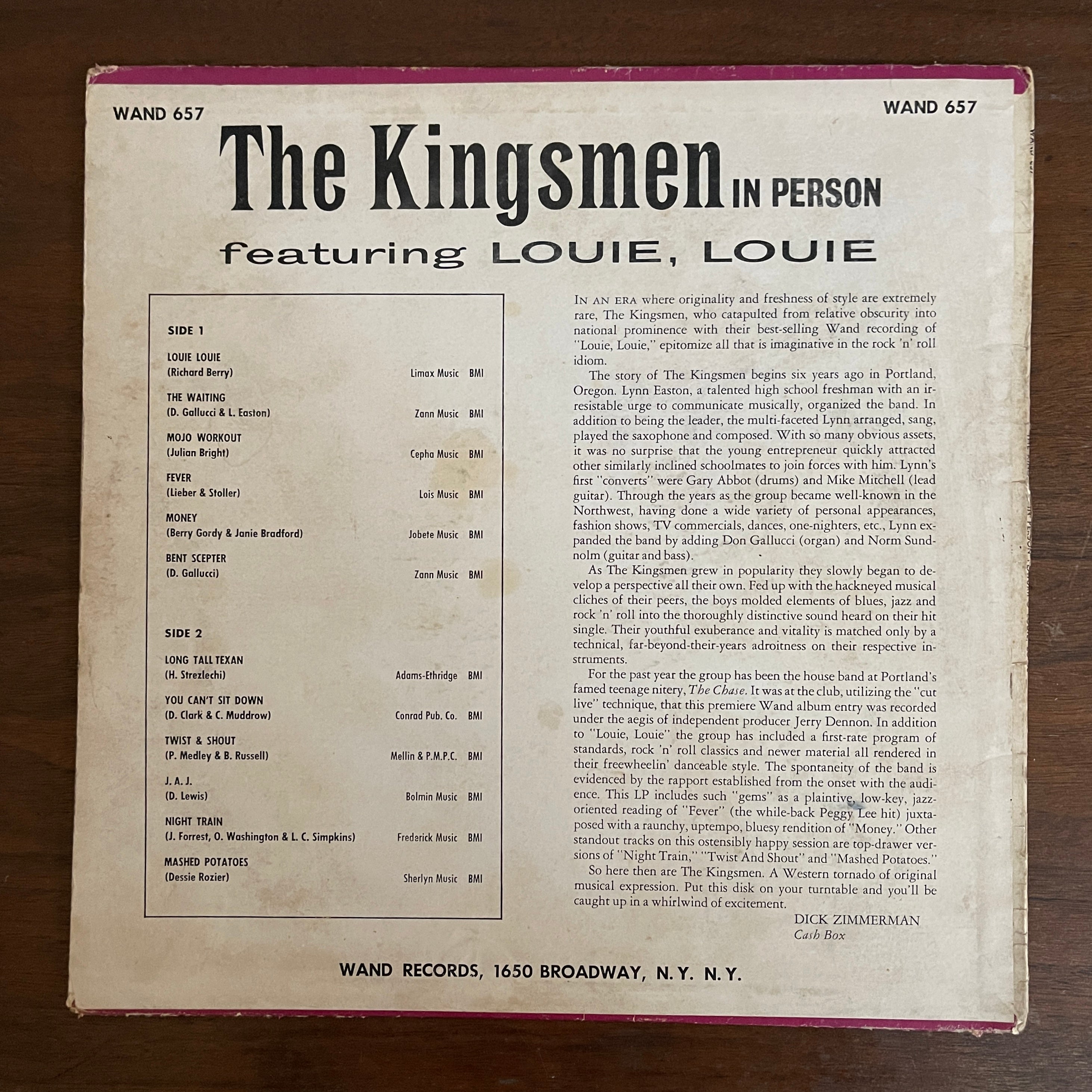 The Kingsmen — 'The Kingsmen in Person ft. Louie Louie' | Vinyl, LP; K-869
