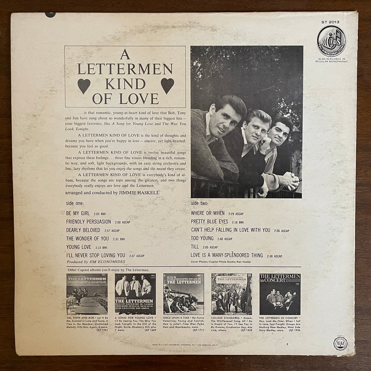 The Lettermen — 'A Lettermen Kind of Love' | Vinyl, LP, Album; ST-2013