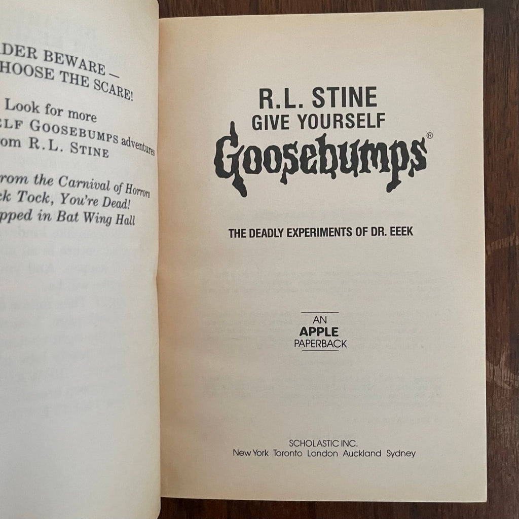 Give Yourself Goosebumps #4 ‘The Deadly Experiments of Dr. Eeek' R.L. Stine