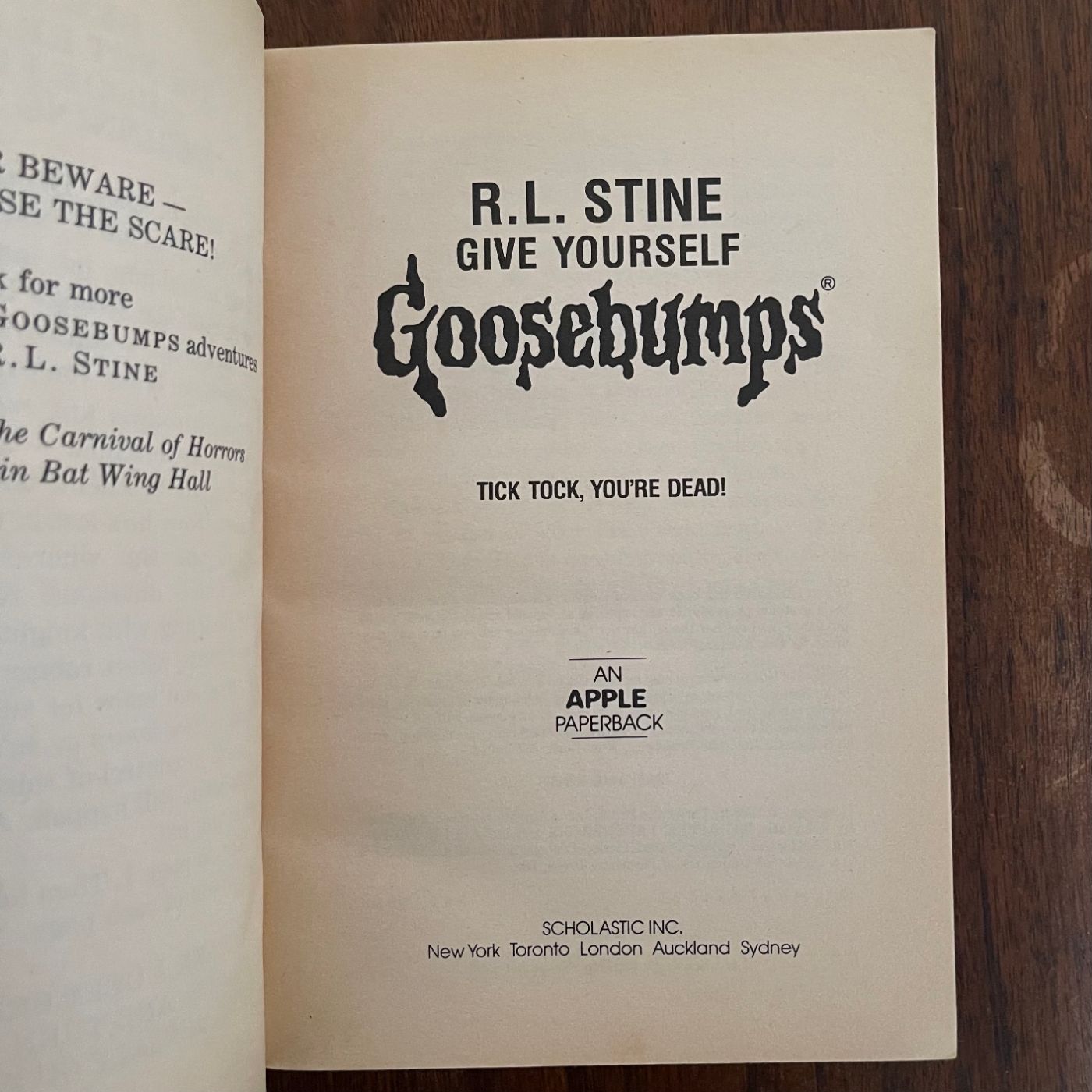 Give Yourself Goosebumps #2 ‘Tick Tock, You're Dead!'; R.L. Stine