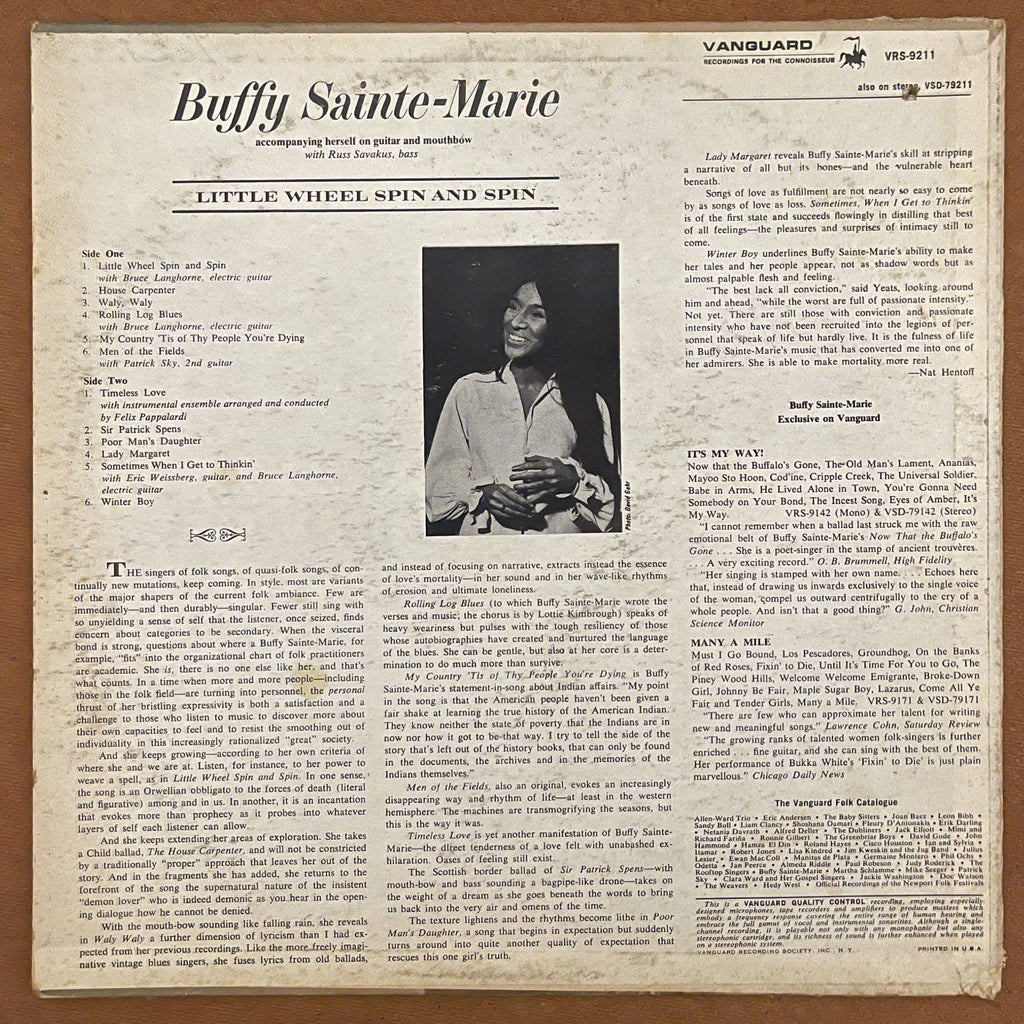 Buffy Sainte-Marie 'Little Wheel Spin and Spin' Vinyl - VRS-9221