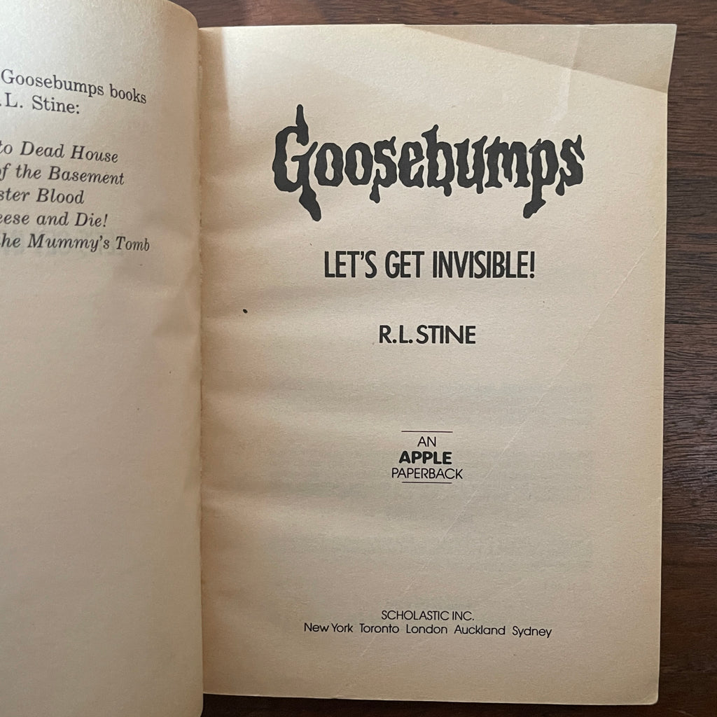 Goosebumps #06 'Let’s Get Invisible!'; R.L. Stine, 1993 - 1E