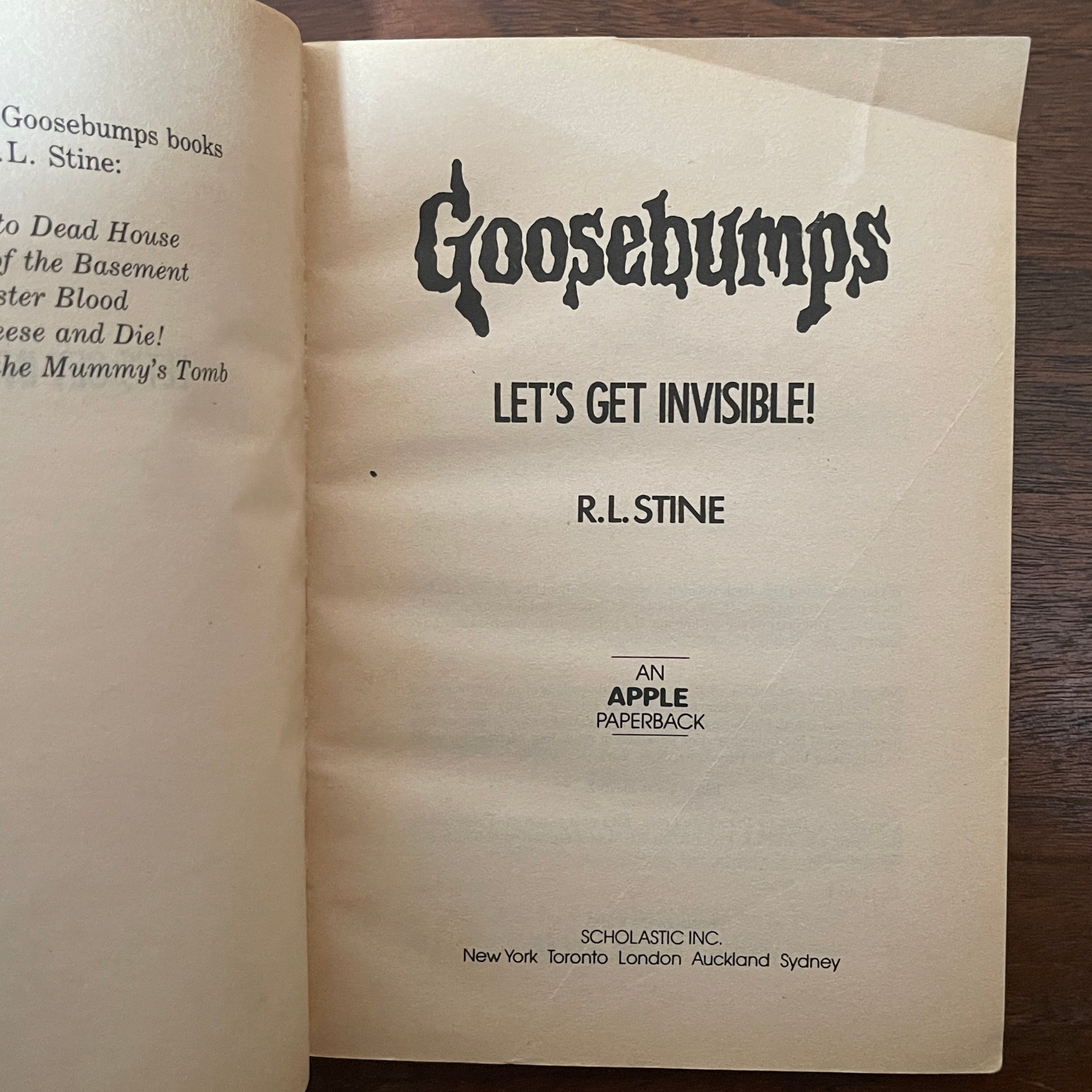 Goosebumps #06 'Let’s Get Invisible!'; R.L. Stine, 1993 - 1E